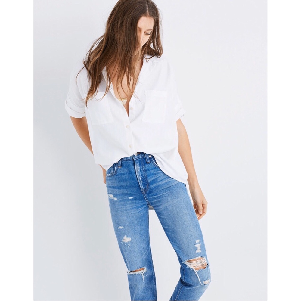 Madewell White Cotton Courier Shirt